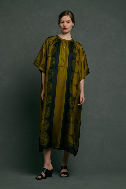 Robe Athena - Kaki/Noir - Soie - Femme