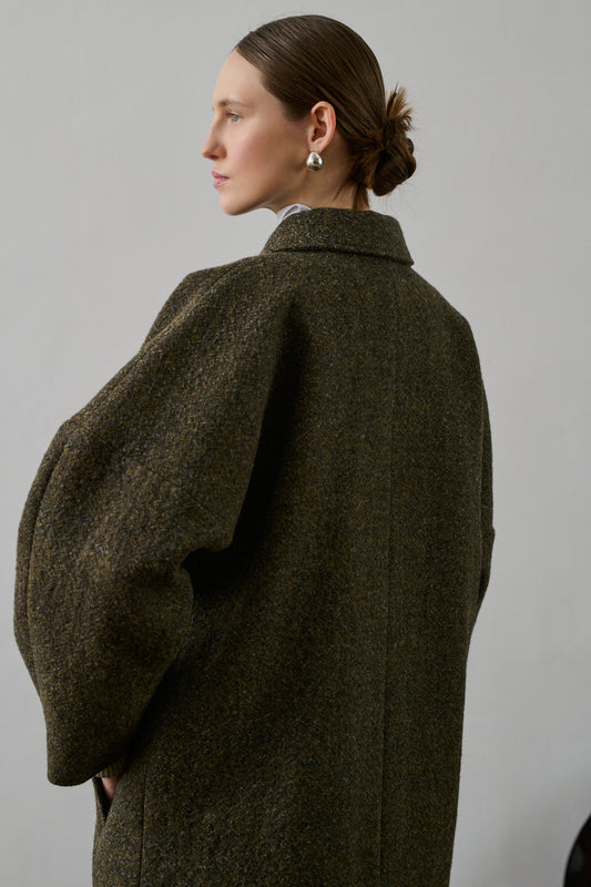 Manteau Guilhem - Kaki Chiné - Laine - Femme